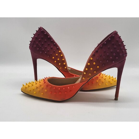 Steve Madden Testy Orange Multi Stud Printed High Stiletto Pointed Toe Pump Sz 6 - Picture 3 of 7